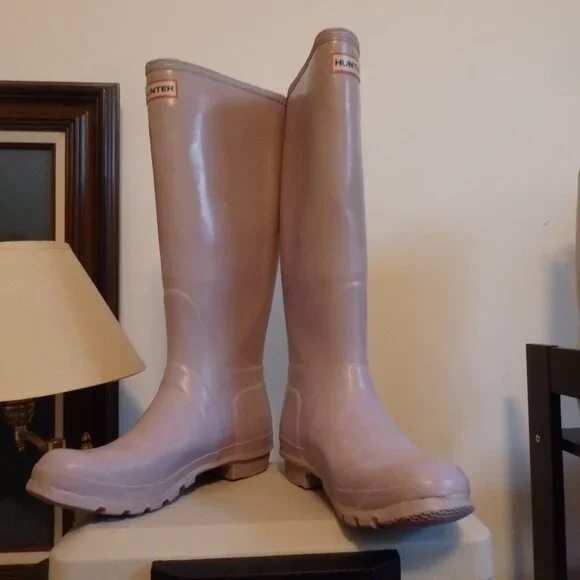 Tall Hunter rain boots wellies violet color size 9 good yard boots - Picture 2 of 5